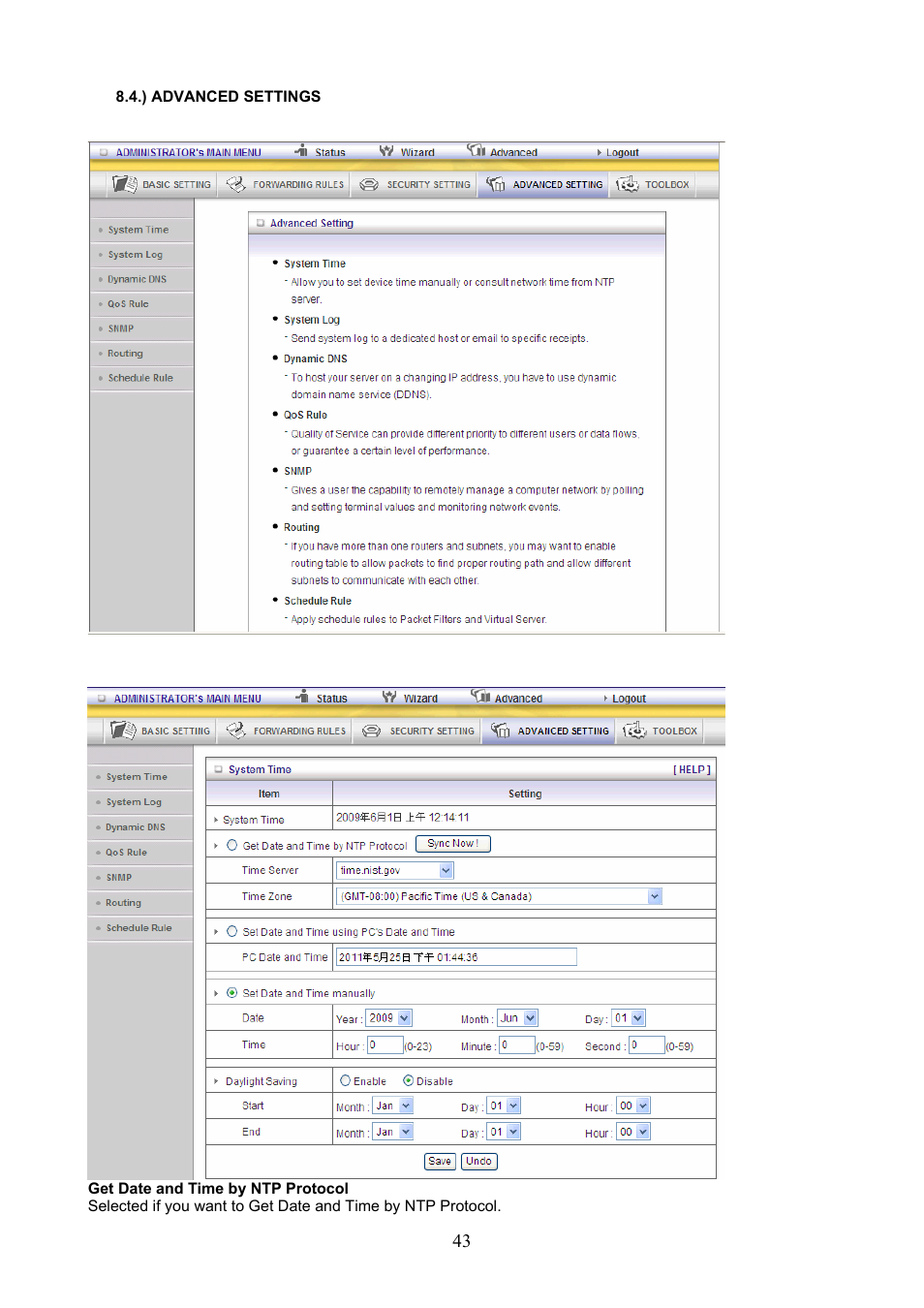 1 system time | Konig Electronic WLAN router 300 Mbps User Manual | Page 43 / 56