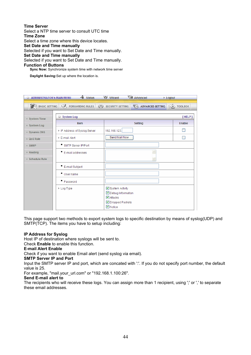 2 system log | Konig Electronic WLAN router 300 Mbps User Manual | Page 44 / 56