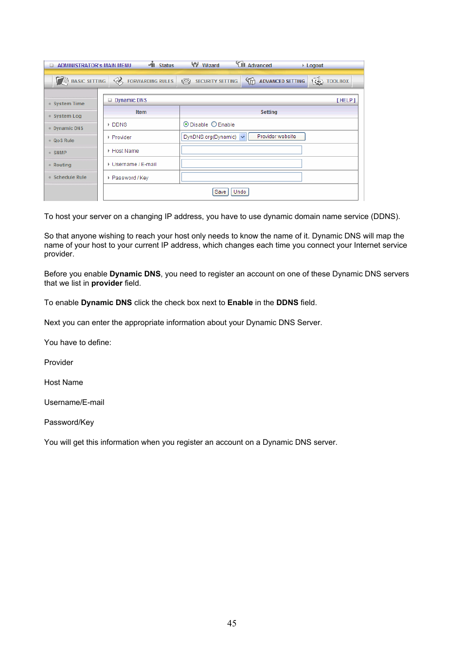 3 dynamic dns | Konig Electronic WLAN router 300 Mbps User Manual | Page 45 / 56