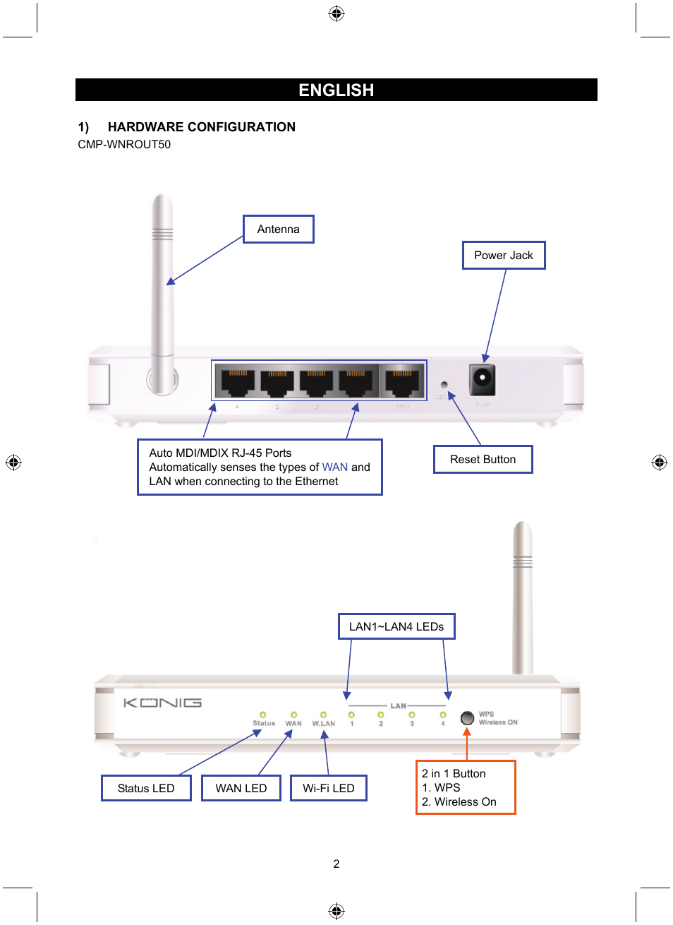 English | Konig Electronic WLAN router 300 Mbps User Manual | Page 2 / 140