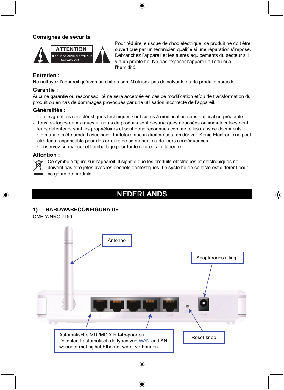 Nederlands | Konig Electronic WLAN router 300 Mbps User Manual | Page 30 / 140