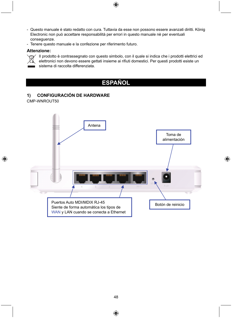 Español | Konig Electronic WLAN router 300 Mbps User Manual | Page 48 / 140