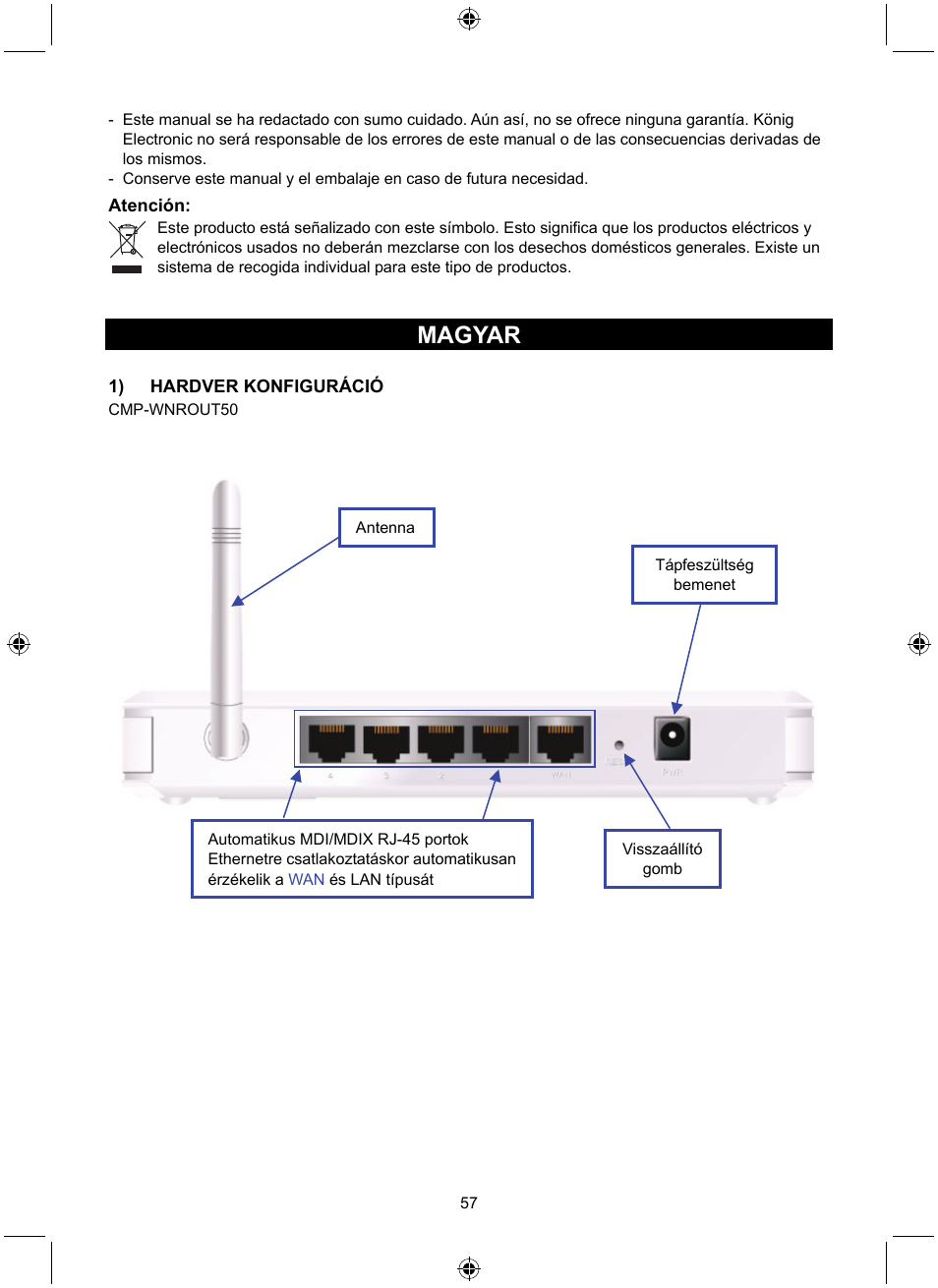 Magyar | Konig Electronic WLAN router 300 Mbps User Manual | Page 57 / 140