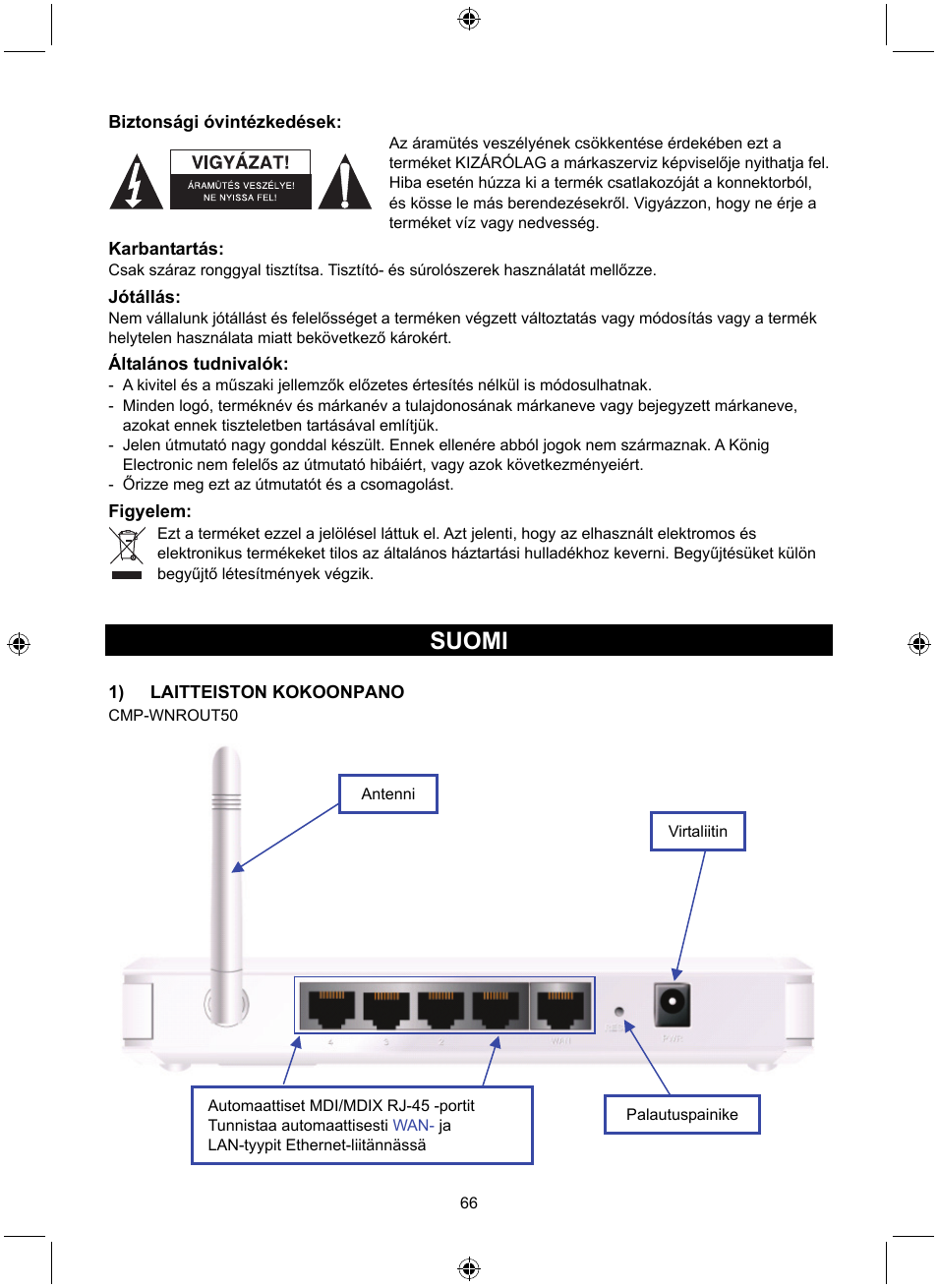 Suomi | Konig Electronic WLAN router 300 Mbps User Manual | Page 66 / 140