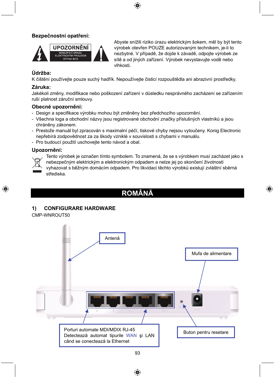 Română | Konig Electronic WLAN router 300 Mbps User Manual | Page 93 / 140