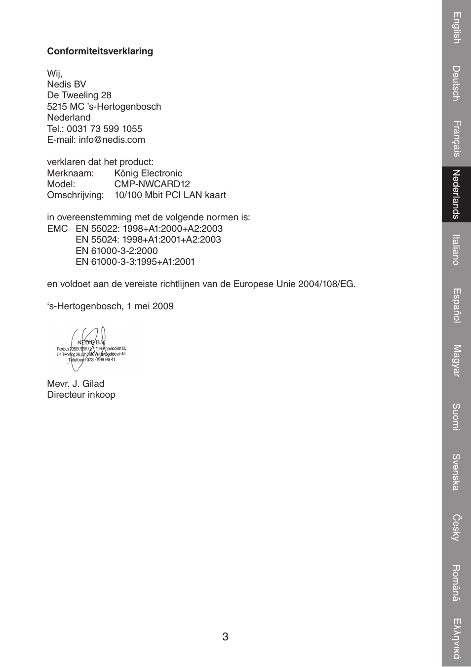 Konig Electronic PCI network card 10/100 Mbps User Manual | Page 15 / 48