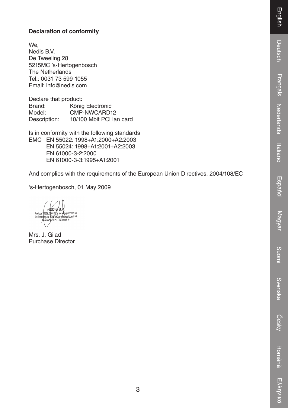 Konig Electronic PCI network card 10/100 Mbps User Manual | Page 3 / 48