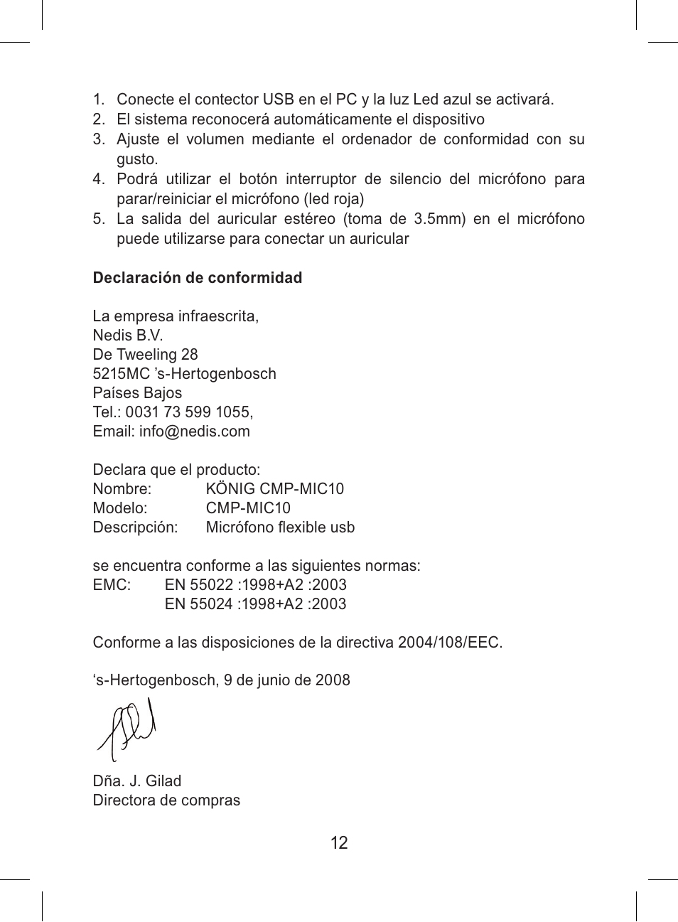 Konig Electronic Flexible USB desktop microphone User Manual | Page 12 / 24