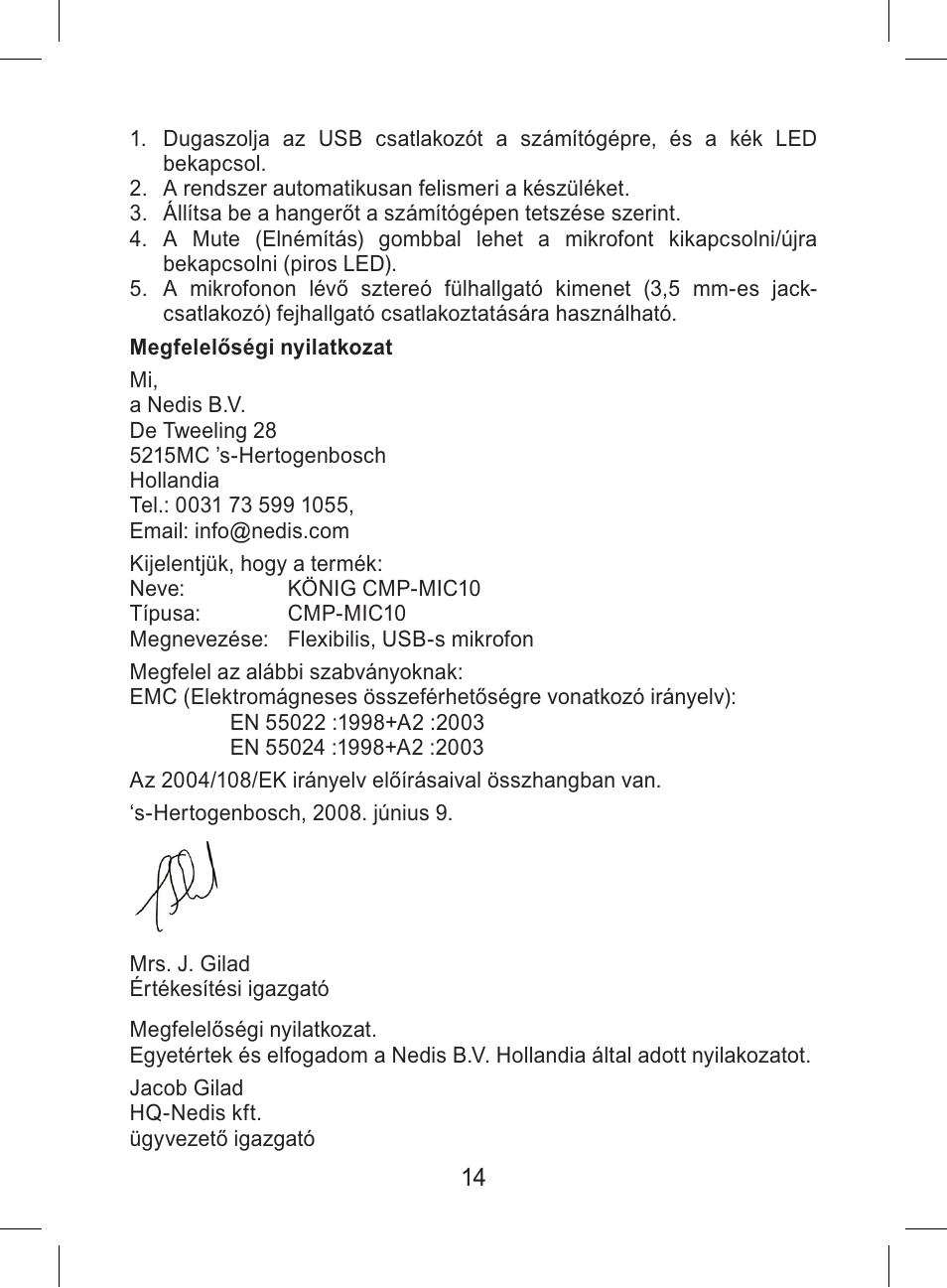 Konig Electronic Flexible USB desktop microphone User Manual | Page 14 / 24