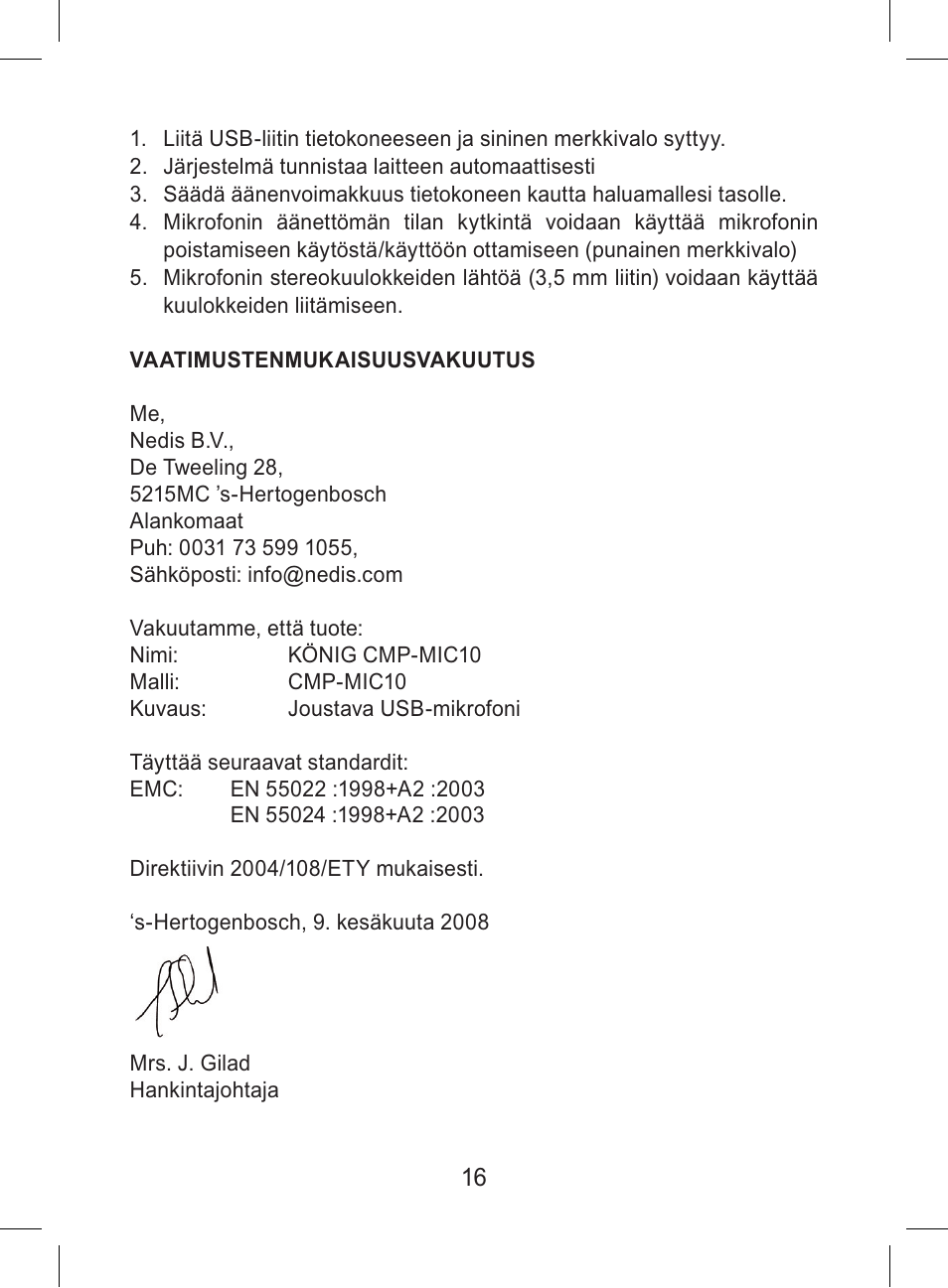 Konig Electronic Flexible USB desktop microphone User Manual | Page 16 / 24