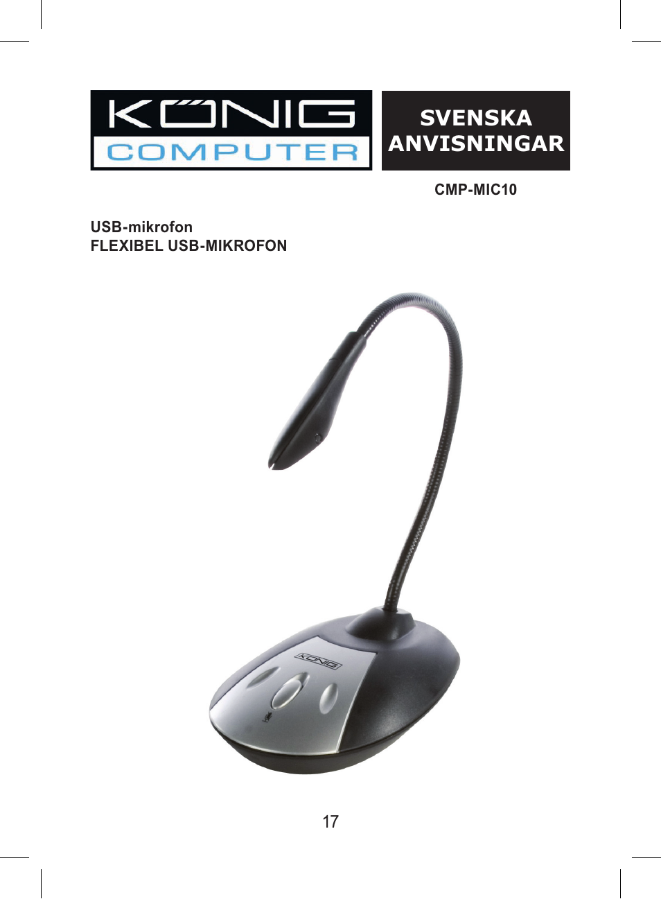Svenska anvisningar | Konig Electronic Flexible USB desktop microphone User Manual | Page 17 / 24