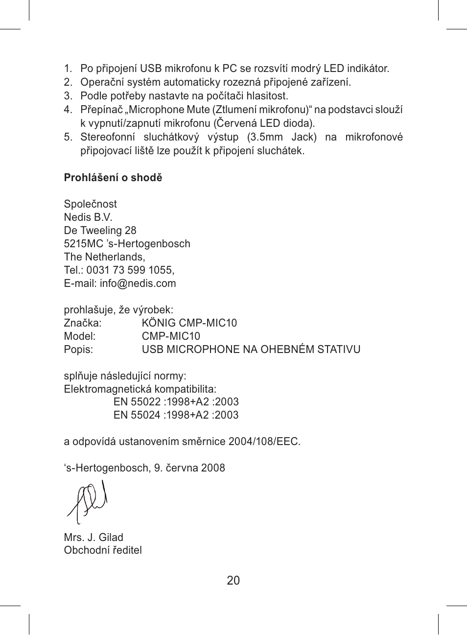 Konig Electronic Flexible USB desktop microphone User Manual | Page 20 / 24