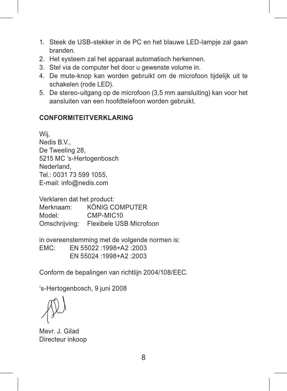 Konig Electronic Flexible USB desktop microphone User Manual | Page 8 / 24