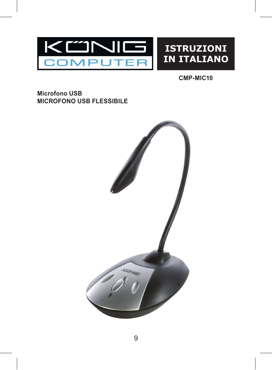 Istruzioni in italiano | Konig Electronic Flexible USB desktop microphone User Manual | Page 9 / 24
