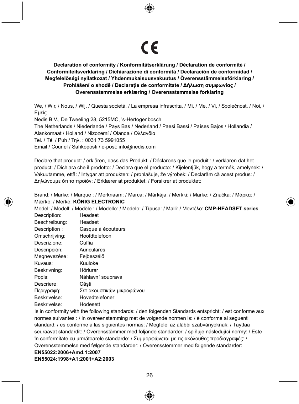 Konig Electronic 7.1 surround headset User Manual | Page 26 / 27