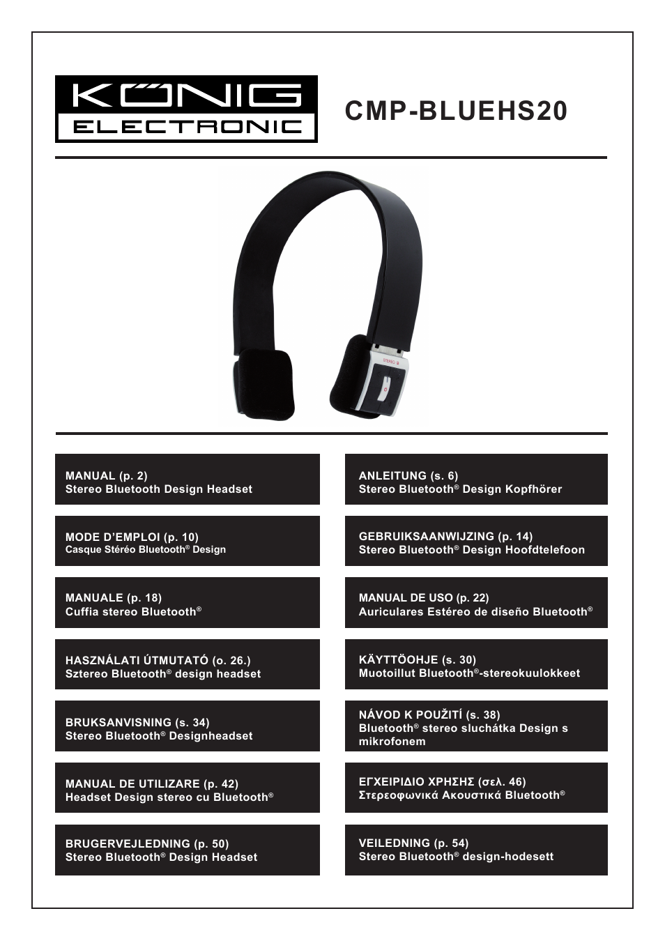 Konig Electronic Bluetooth design headset User Manual | 58 pages