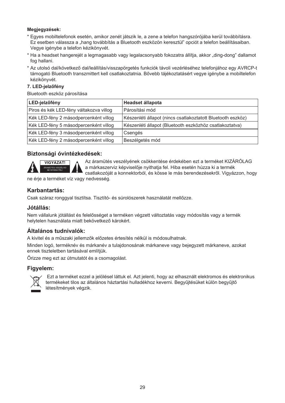 Konig Electronic Bluetooth design headset User Manual | Page 29 / 58