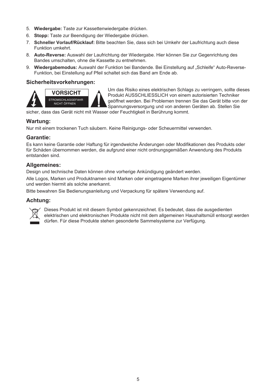 Konig Electronic Cassette - MP3 converter User Manual | Page 5 / 30