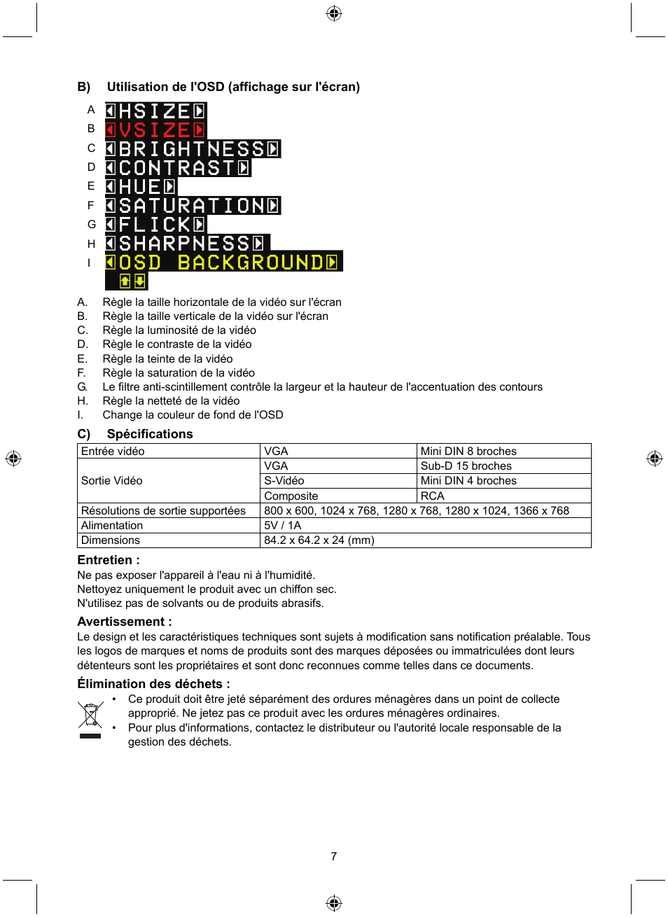 Konig Electronic PC to TV converter User Manual | Page 7 / 33