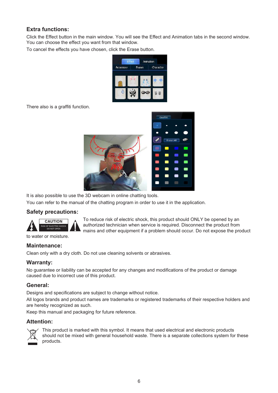 Konig Electronic USB 2.0 3D webcam User Manual | Page 6 / 72