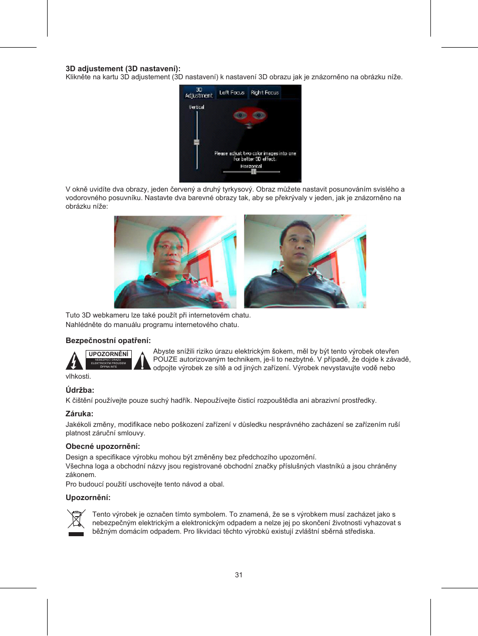 Konig Electronic USB 2.0 3D webcam User Manual | Page 31 / 44