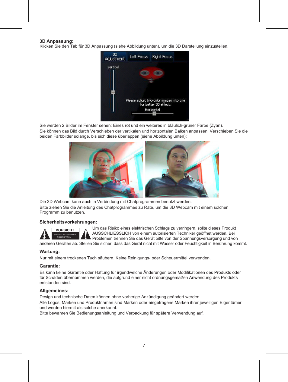 Konig Electronic USB 2.0 3D webcam User Manual | Page 7 / 44