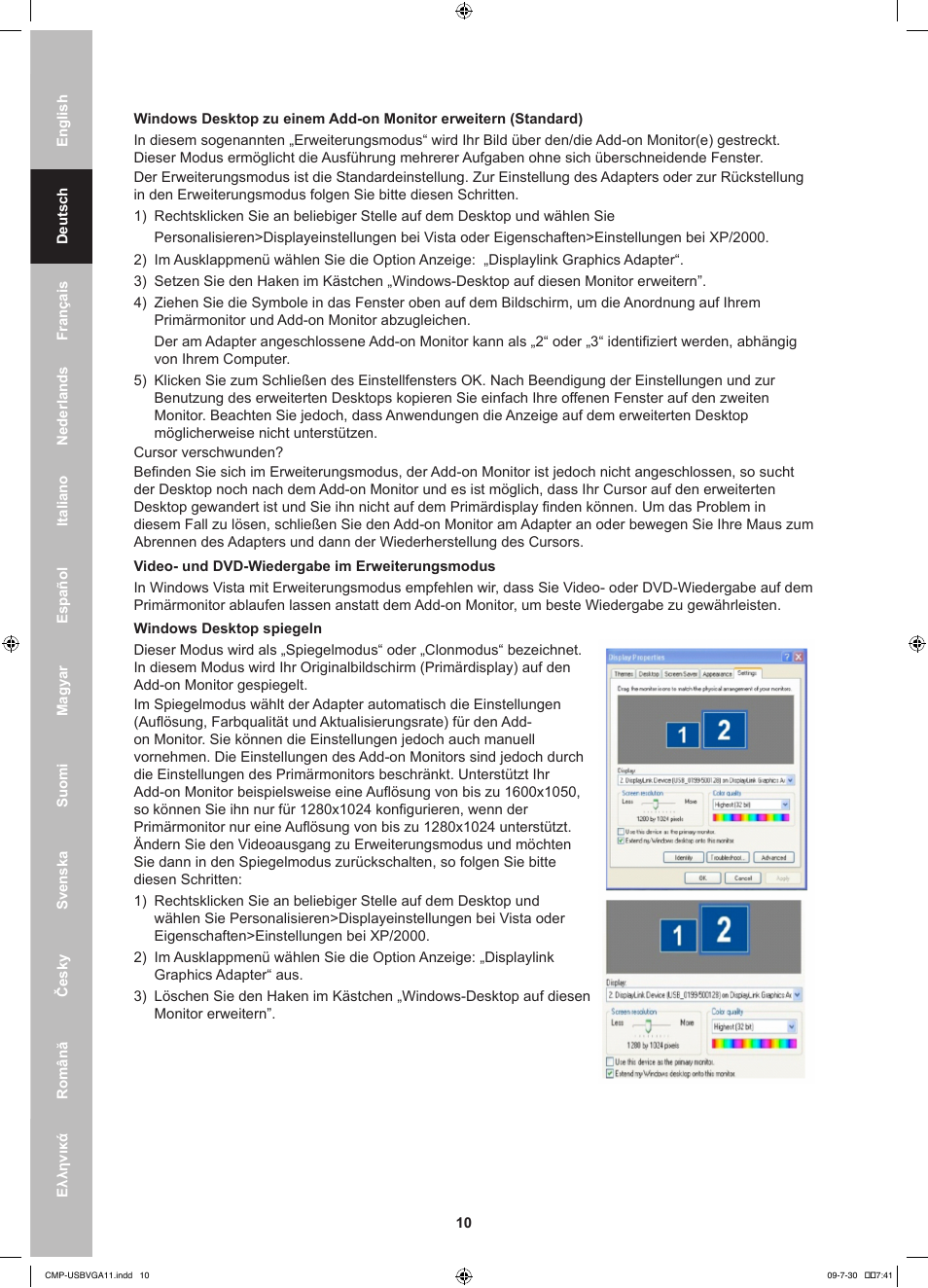 Konig Electronic USB 2.0 to VGA/DVI adapter User Manual | Page 10 / 73