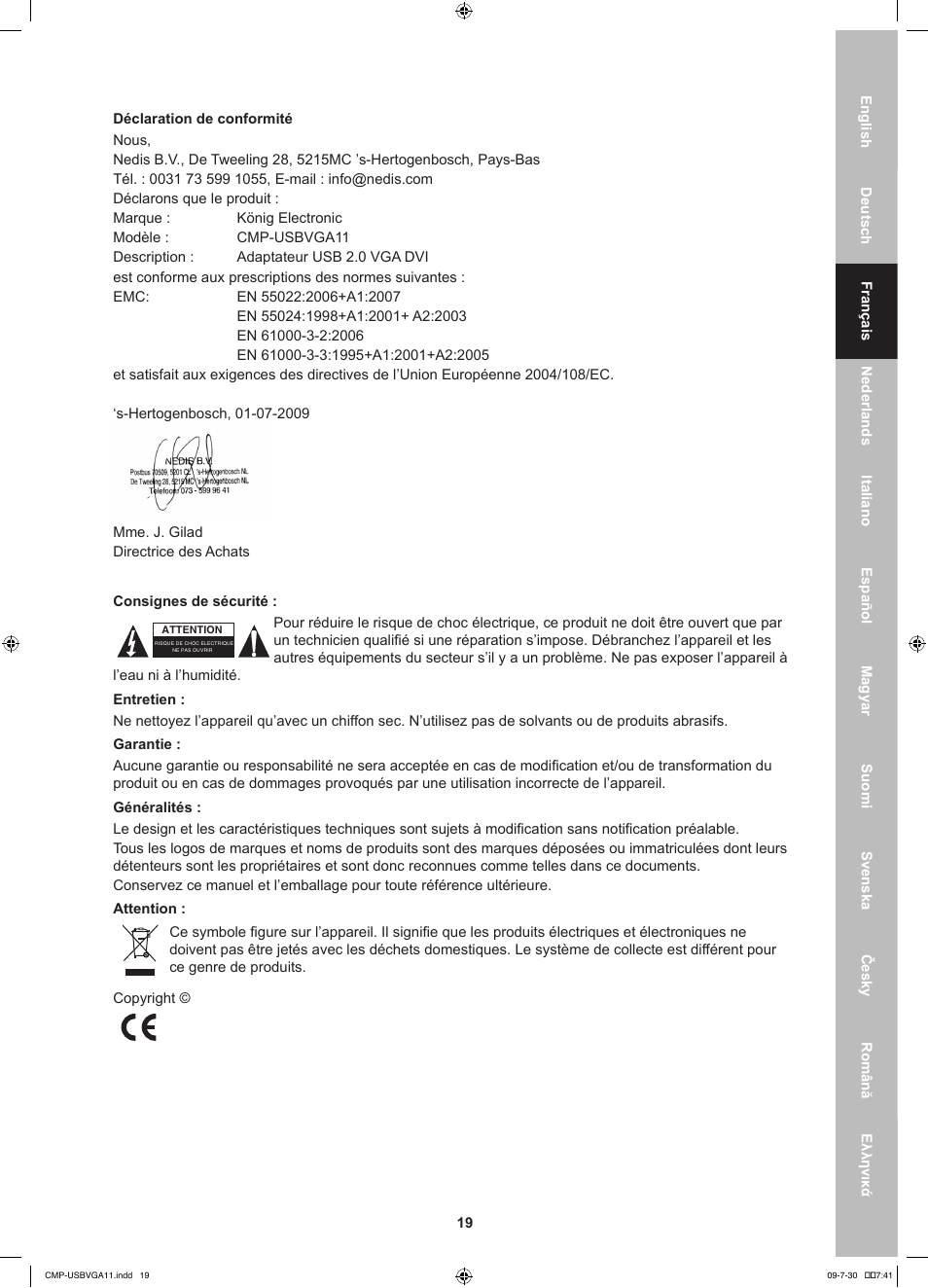 Konig Electronic USB 2.0 to VGA/DVI adapter User Manual | Page 19 / 73