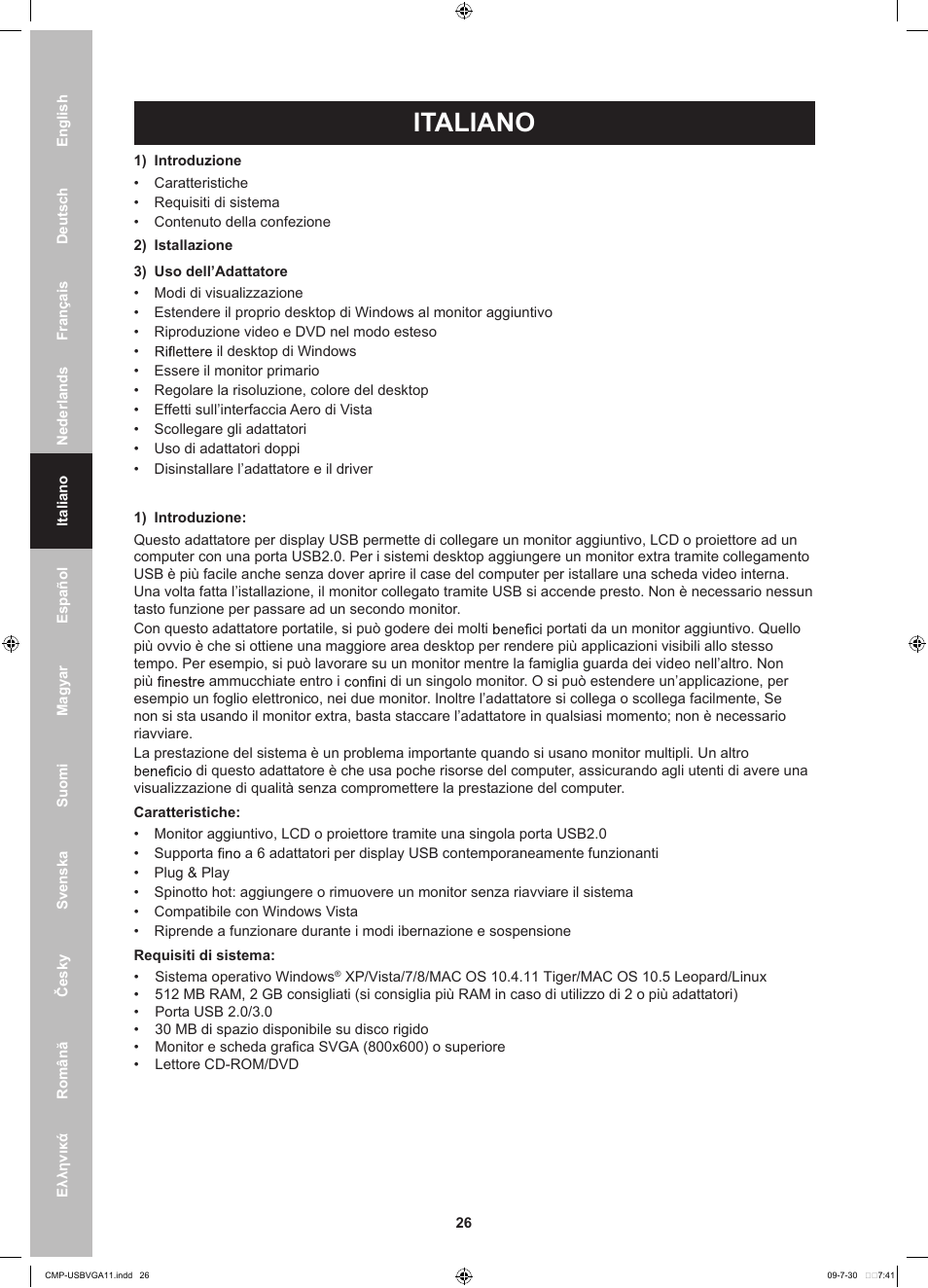 Italiano | Konig Electronic USB 2.0 to VGA/DVI adapter User Manual | Page 26 / 73