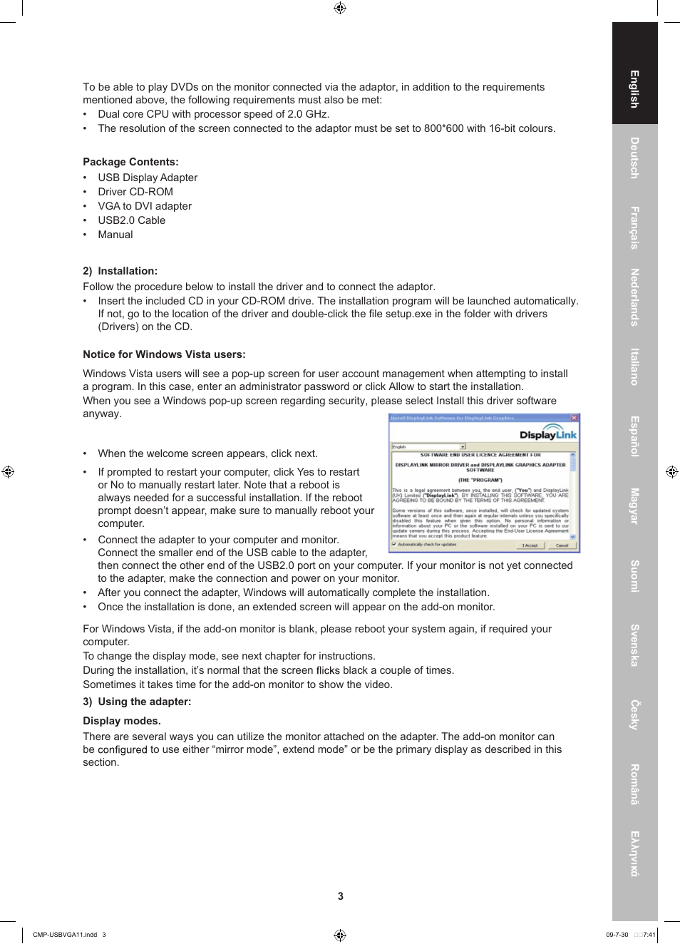 Konig Electronic USB 2.0 to VGA/DVI adapter User Manual | Page 3 / 73