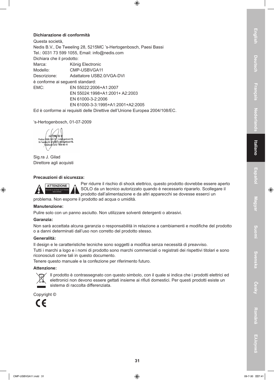 Konig Electronic USB 2.0 to VGA/DVI adapter User Manual | Page 31 / 73