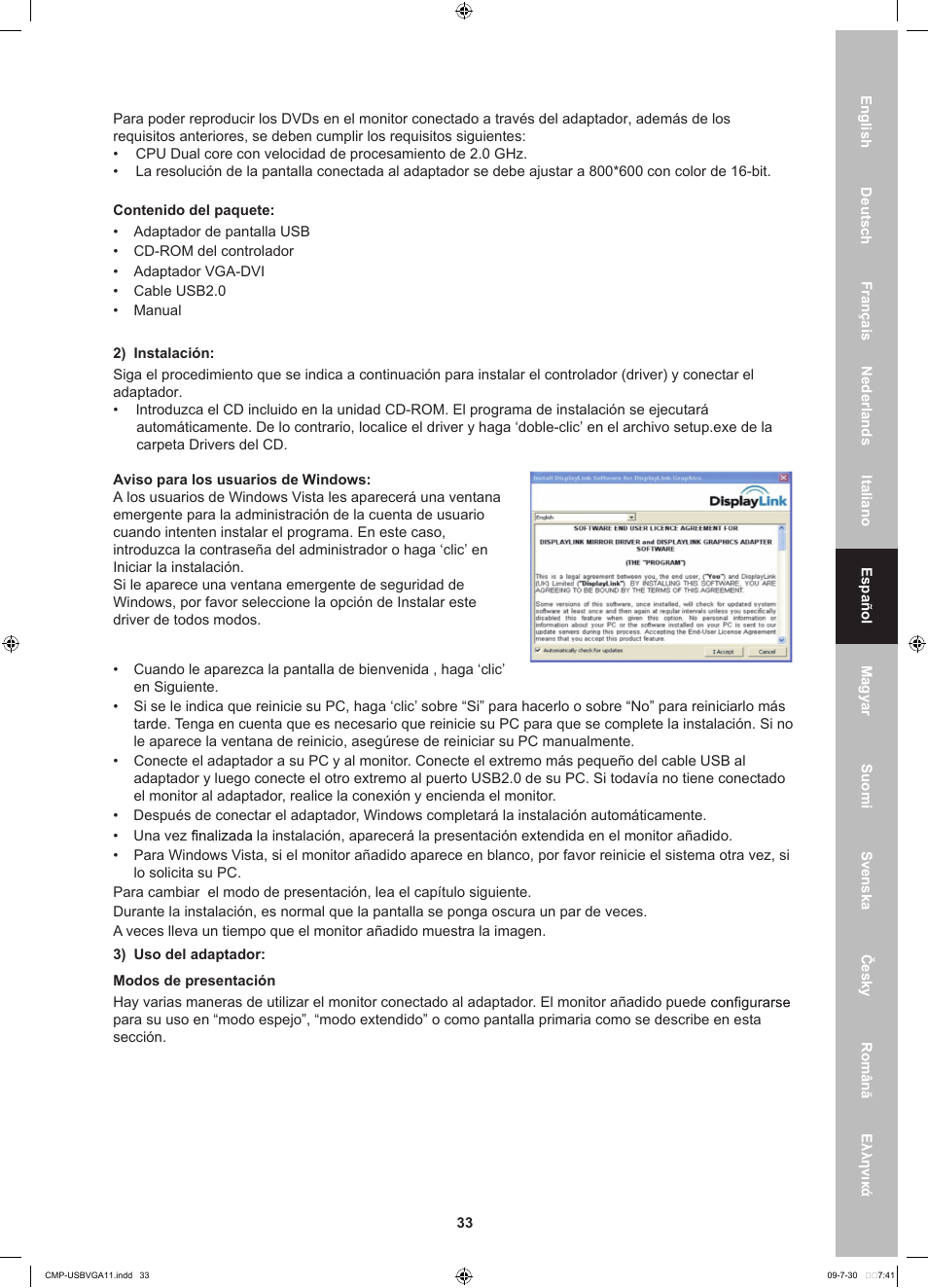 Konig Electronic USB 2.0 to VGA/DVI adapter User Manual | Page 33 / 73
