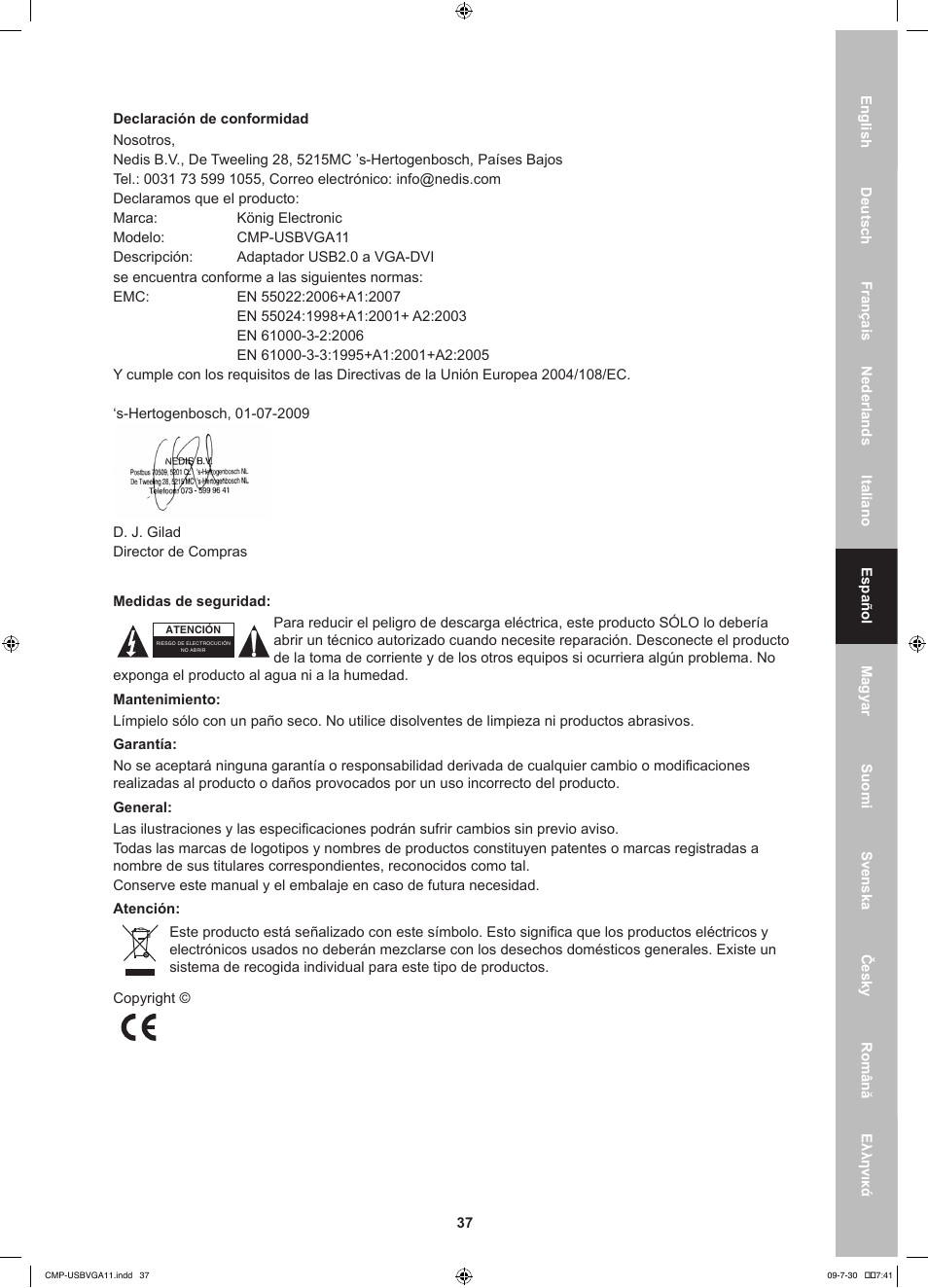 Konig Electronic USB 2.0 to VGA/DVI adapter User Manual | Page 37 / 73