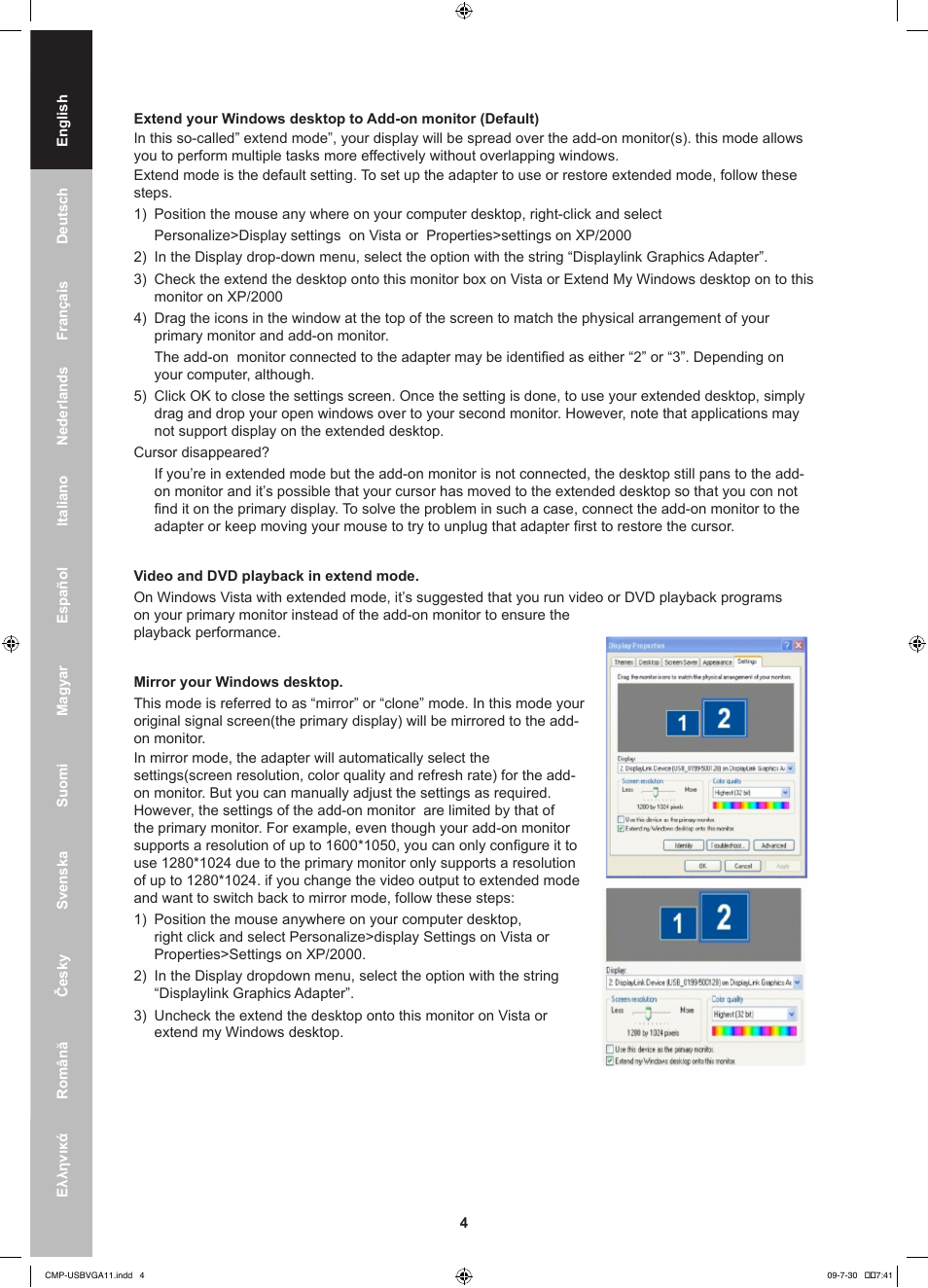 Konig Electronic USB 2.0 to VGA/DVI adapter User Manual | Page 4 / 73