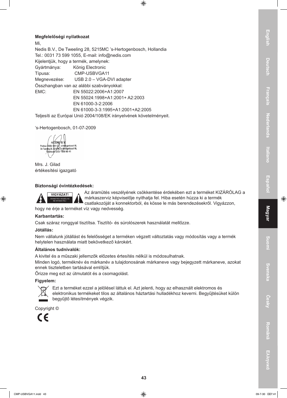 Konig Electronic USB 2.0 to VGA/DVI adapter User Manual | Page 43 / 73