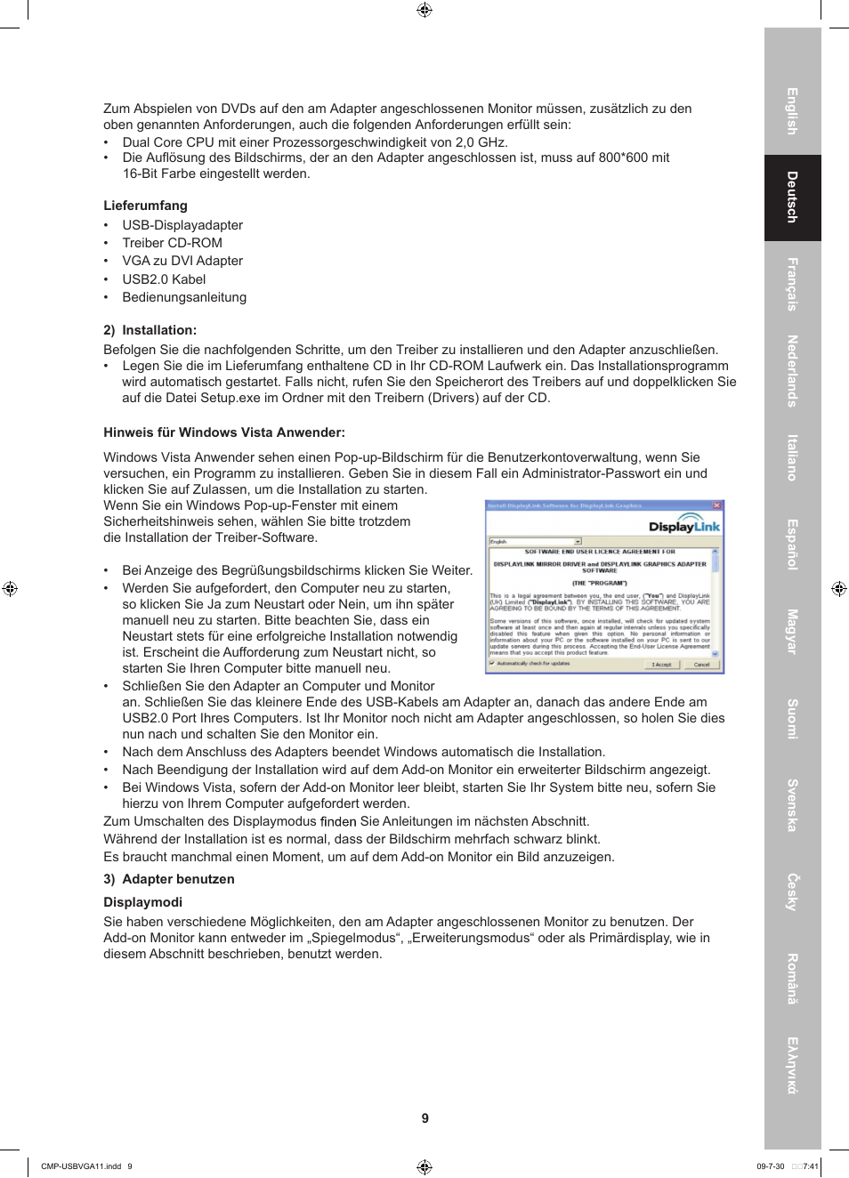 Konig Electronic USB 2.0 to VGA/DVI adapter User Manual | Page 9 / 73