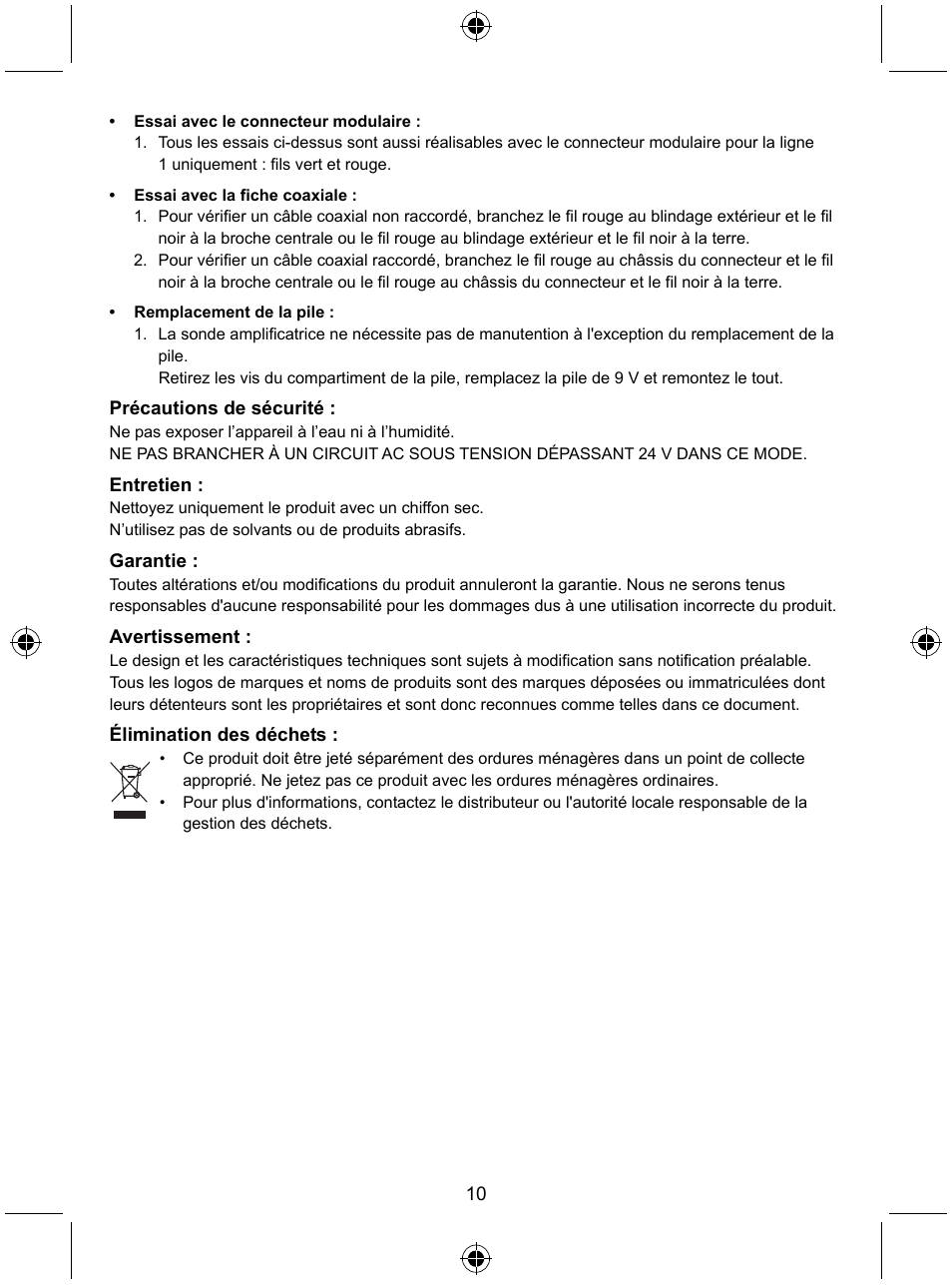 Konig Electronic Tone generator with amplifier probe User Manual | Page 10 / 49