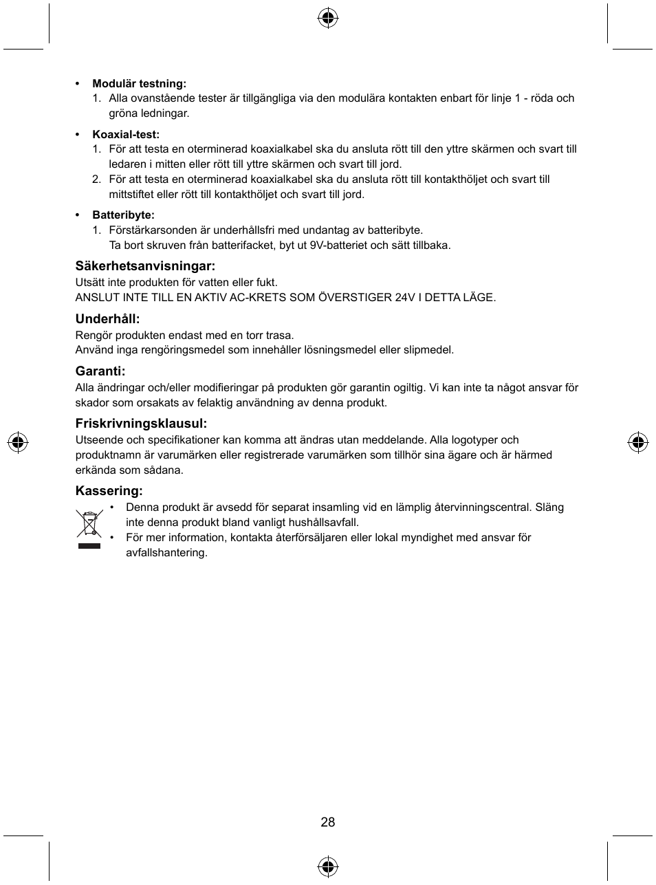 Konig Electronic Tone generator with amplifier probe User Manual | Page 28 / 49