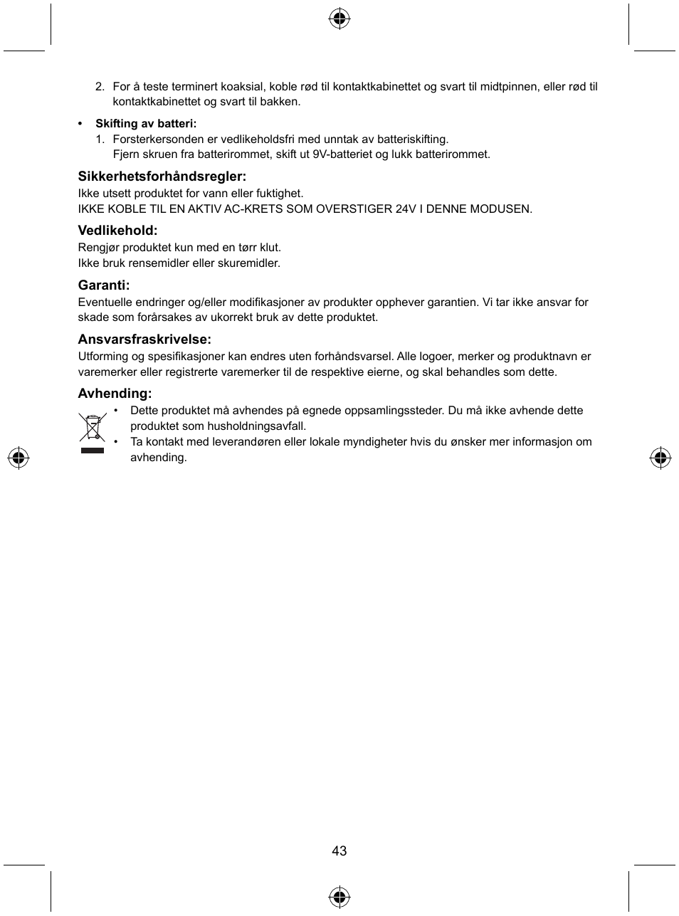 Konig Electronic Tone generator with amplifier probe User Manual | Page 43 / 49