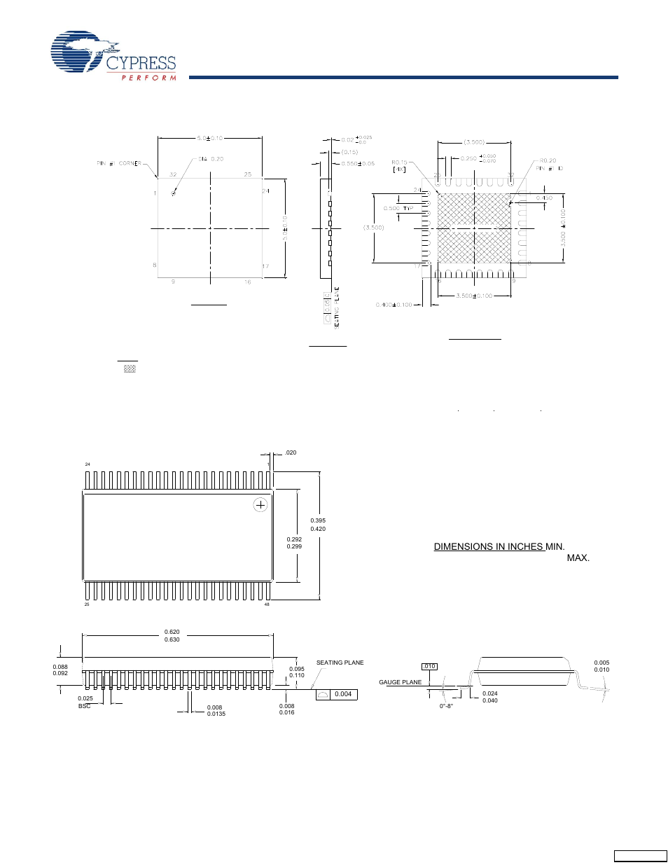 Dimensions in inches min. max, Feedback | Cypress CapSense CY8C20396 User Manual | Page 27 / 34
