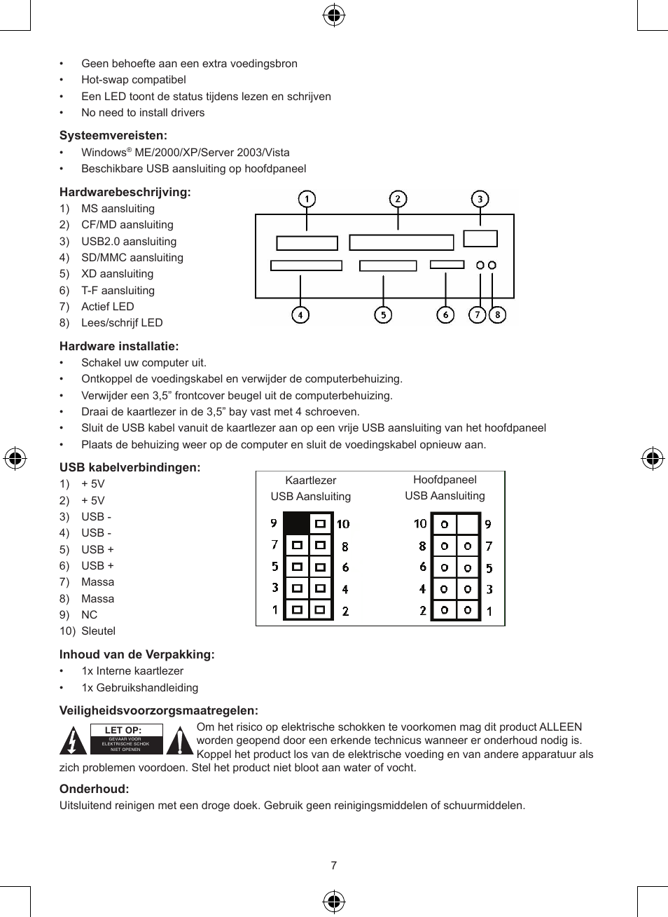 Konig Electronic 3.5" internal cardreader User Manual | Page 7 / 21