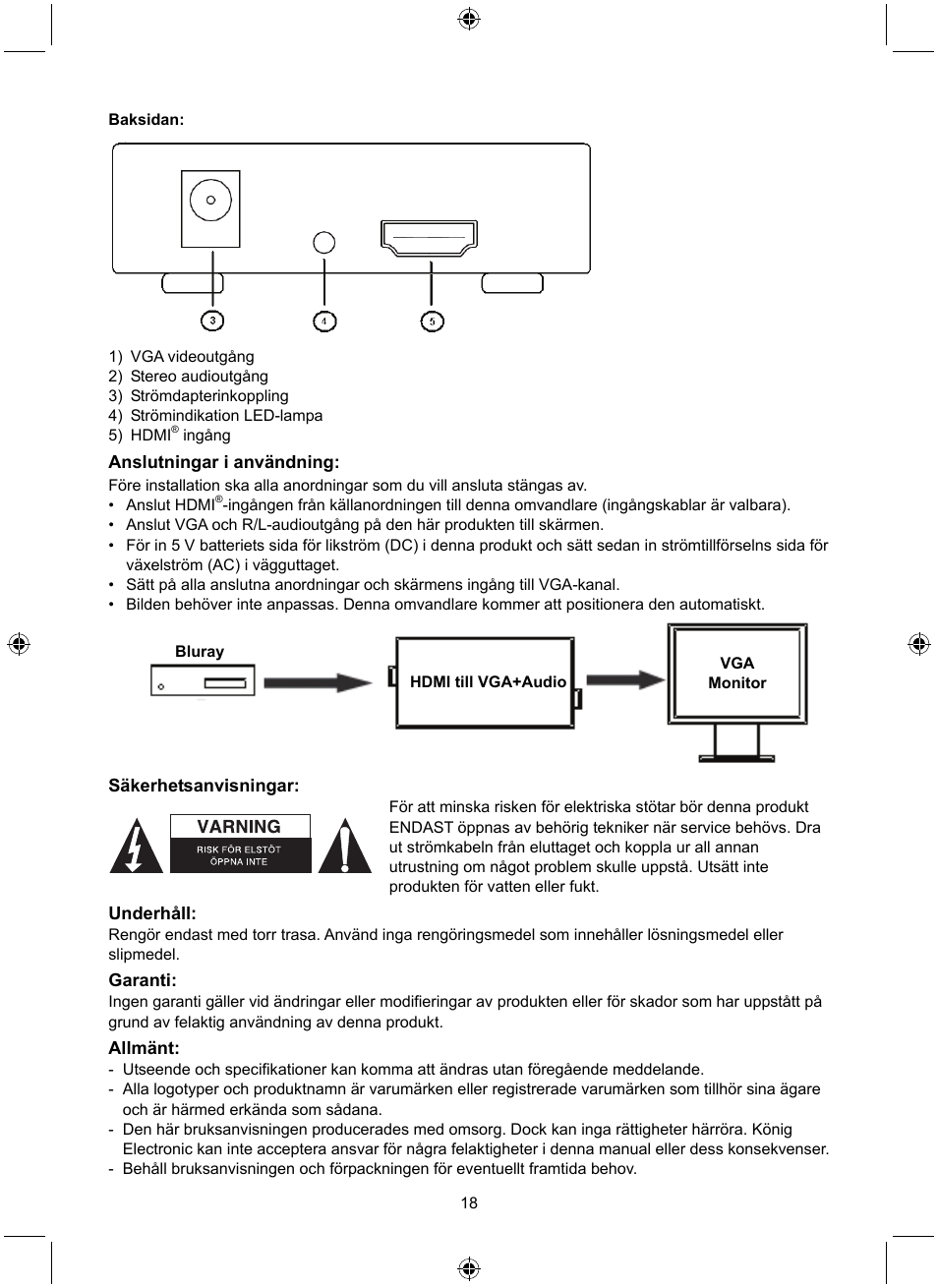 Konig Electronic HDMI - VGA converter User Manual | Page 18 / 30