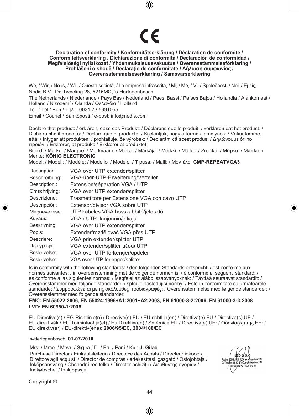 Konig Electronic VGA over UTP extender User Manual | Page 44 / 44