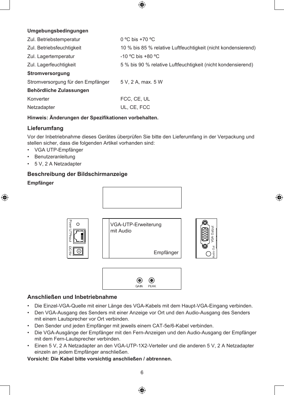 Konig Electronic VGA over UTP receiver User Manual | Page 6 / 44