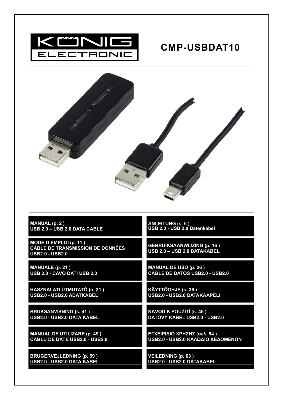 Konig Electronic USB 2.0 to USB 2.0 data cable User Manual | 67 pages