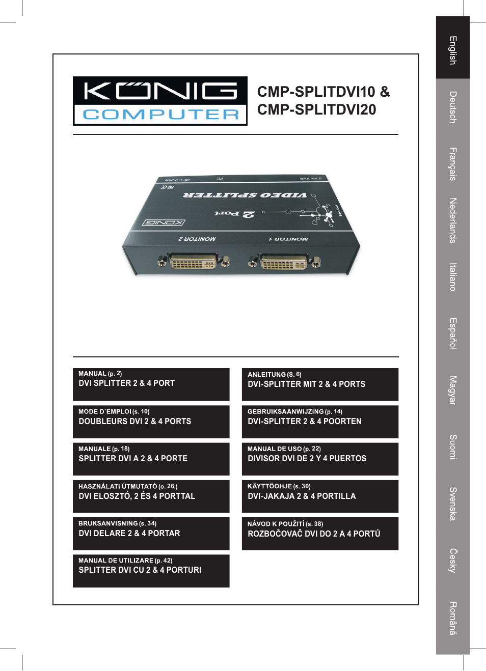Konig Electronic 2 port dvi splitter User Manual | 48 pages