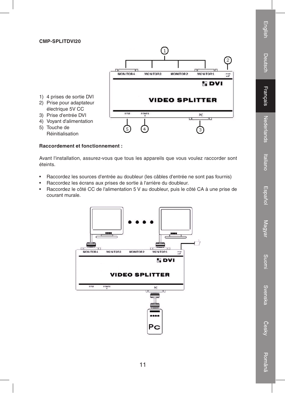 Konig Electronic 2 port dvi splitter User Manual | Page 11 / 48