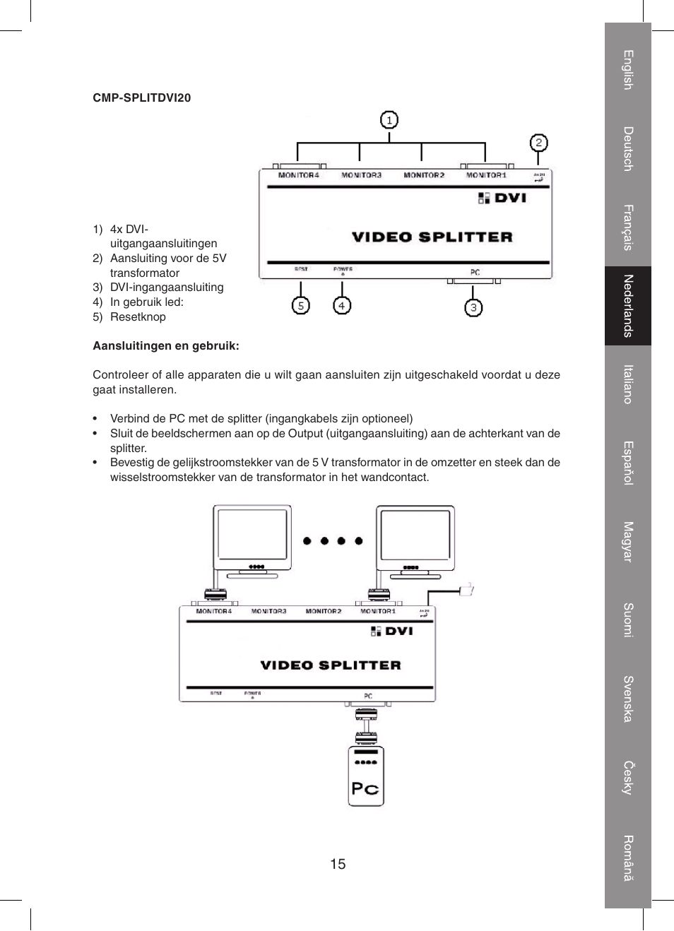 Konig Electronic 2 port dvi splitter User Manual | Page 15 / 48