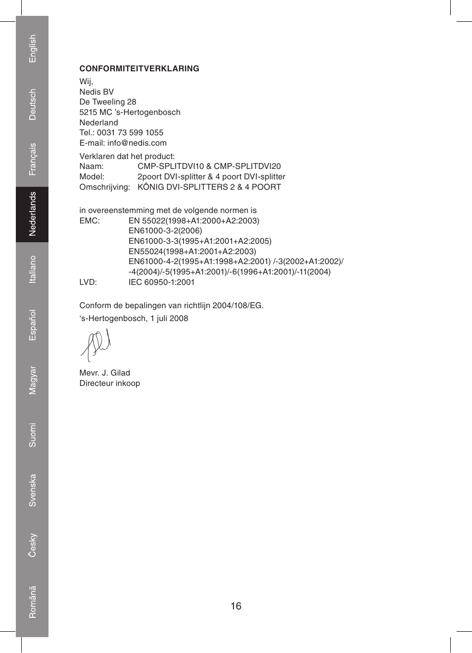 Konig Electronic 2 port dvi splitter User Manual | Page 16 / 48