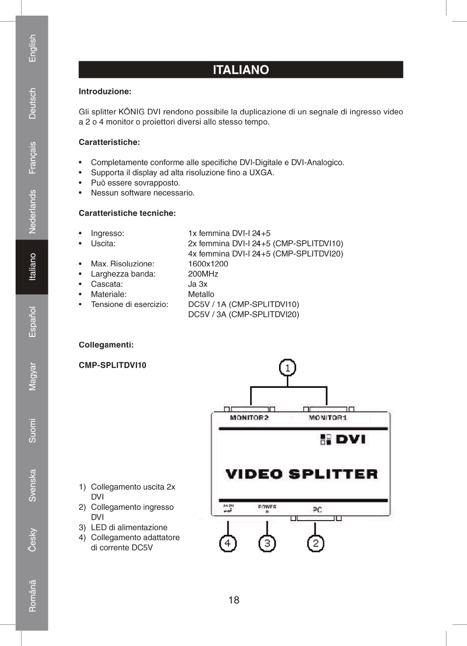 Konig Electronic 2 port dvi splitter User Manual | Page 18 / 48